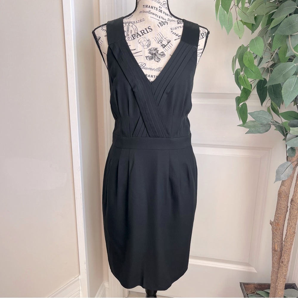Banana Republic Monogram Silk Sleeveless Little Black Dress Sz 12